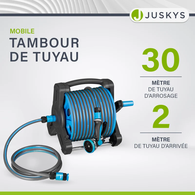 Dévidoir sur roues Basic – 30 m de tuyau et pommeau multifonctions