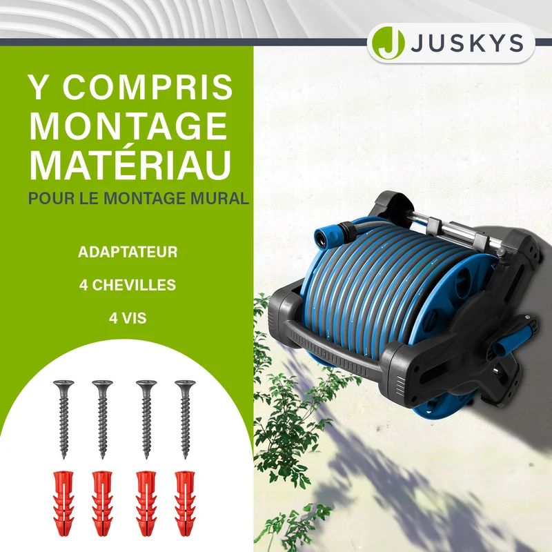 Dévidoir sur roues Basic – 30 m de tuyau et pommeau multifonctions