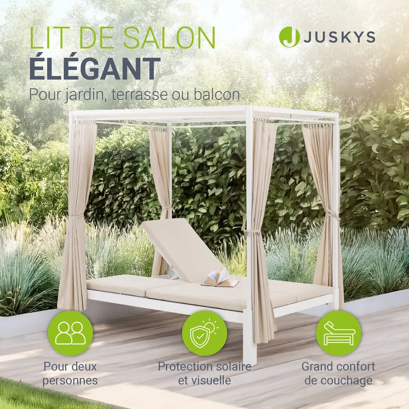 Bain de soleil double Kreta – avec toit et dossier réglable – 2 coloris