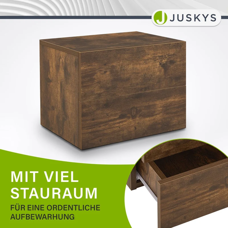 Table de chevet murale – 2 tiroirs – 40 x 29 x 30 cm