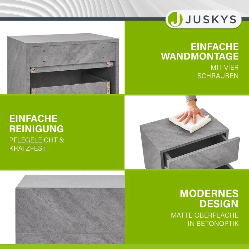 Table de chevet murale – 2 tiroirs – 40 x 29 x 30 cm