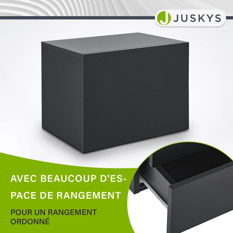 Table de chevet murale – 2 tiroirs – 40 x 29 x 30 cm