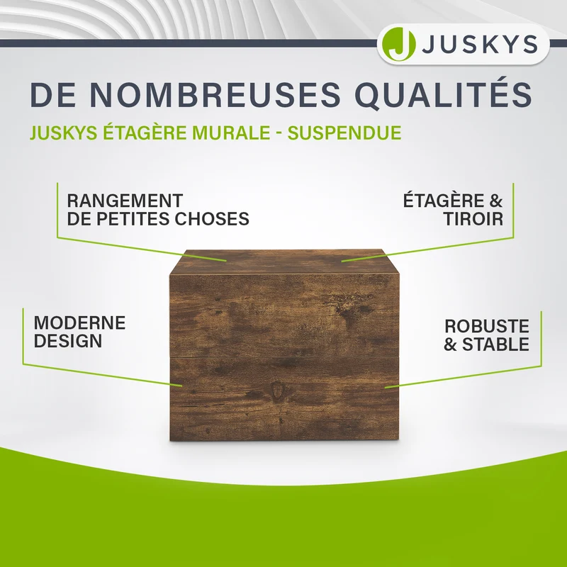 Table de chevet murale – 2 tiroirs – 40 x 29 x 30 cm