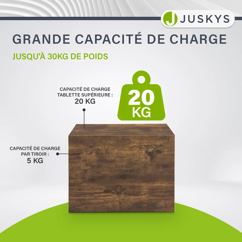 Table de chevet murale – 2 tiroirs – 40 x 29 x 30 cm