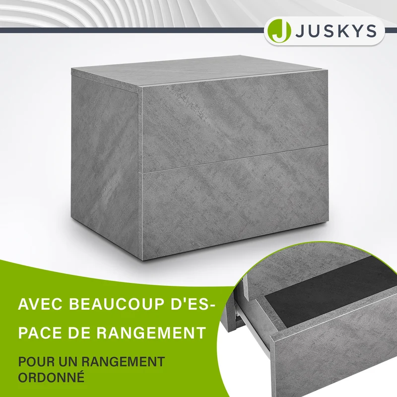 Table de chevet murale – 2 tiroirs – 40 x 29 x 30 cm