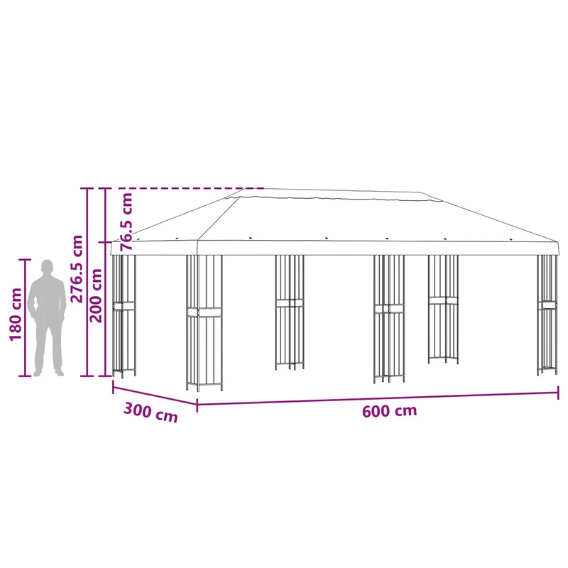 Tuinpaviljoen 6 X 3 M Polyester En Staal 190 Gsm
