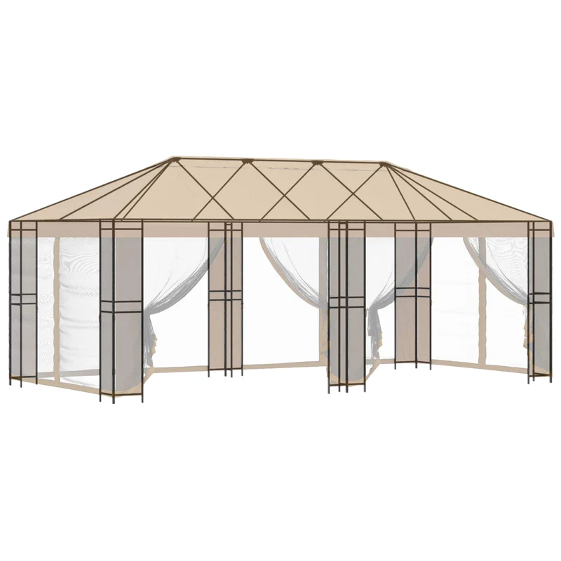 Tuinhuisframe Zonder Tentdoek 6 X 3 M Zwart Staal