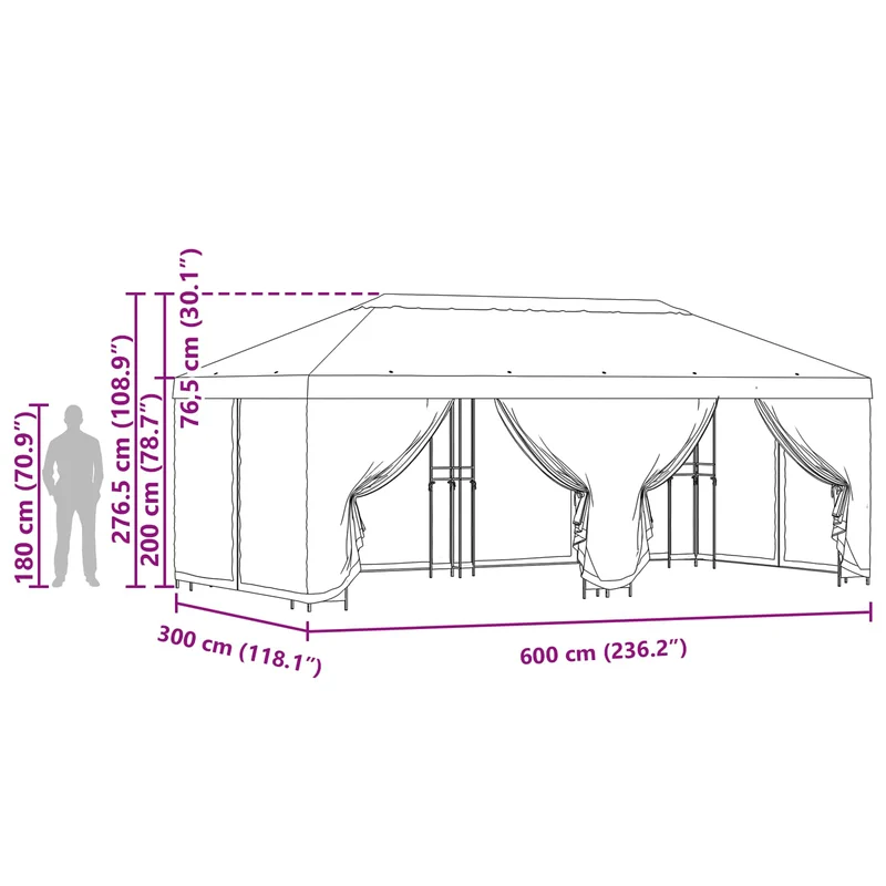 Tuin Gazebo Met Zijwanden 6 X 3 M