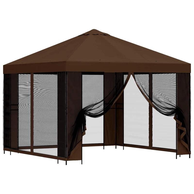 Tuin Gazebo Met Zijwanden 3 X 3 M Polyester En Staal