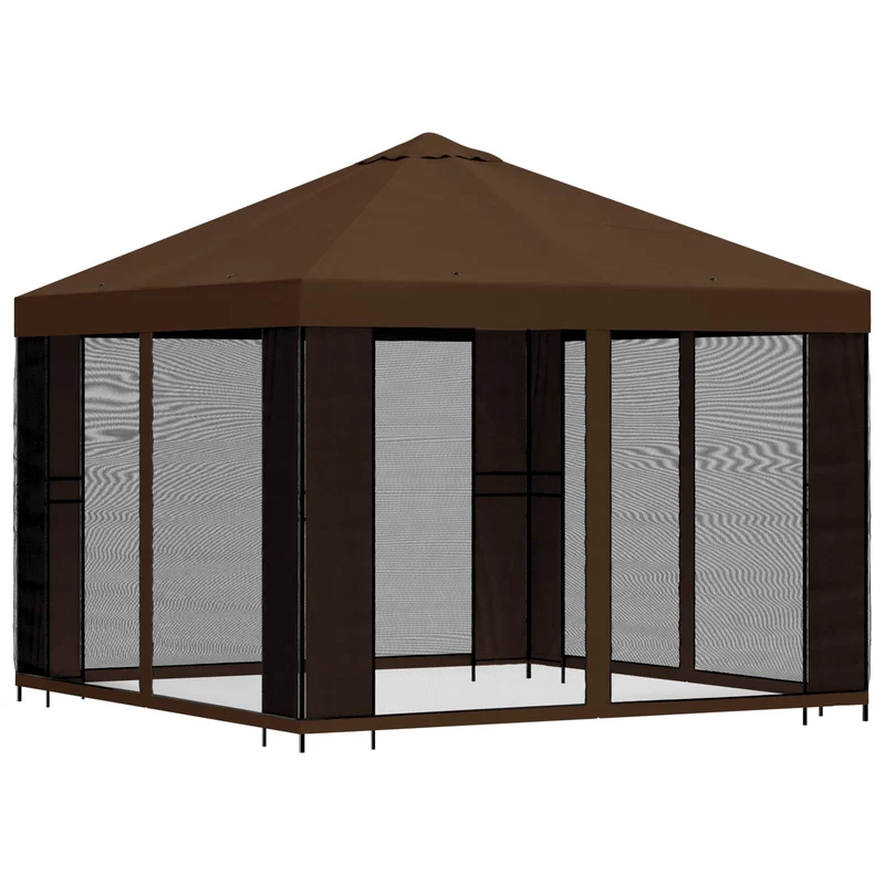 Tuin Gazebo Met Zijwanden 3 X 3 M Polyester En Staal