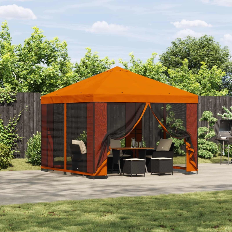 Tuin Gazebo Met Zijwanden 3 X 3 M Polyester En Staal