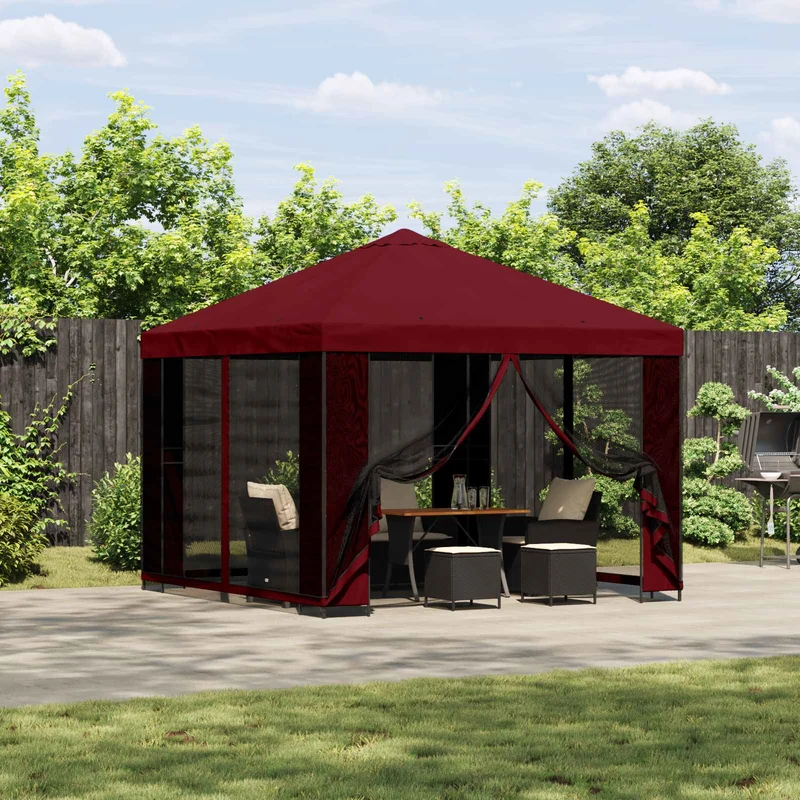 Tuin Gazebo Met Zijwanden 3 X 3 M Polyester En Staal