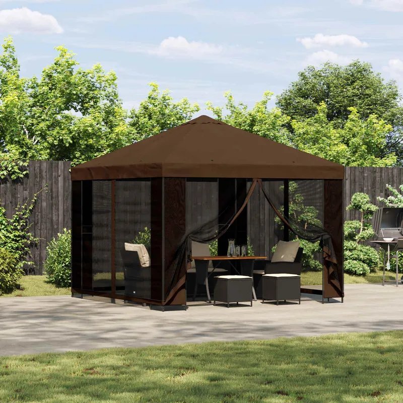 Tuin Gazebo Met Zijwanden 3 X 3 M Polyester En Staal