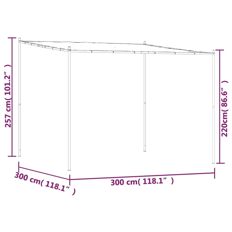 Prieel 3X3 M 180 G/M² Stof En Staal Antracietkleurig