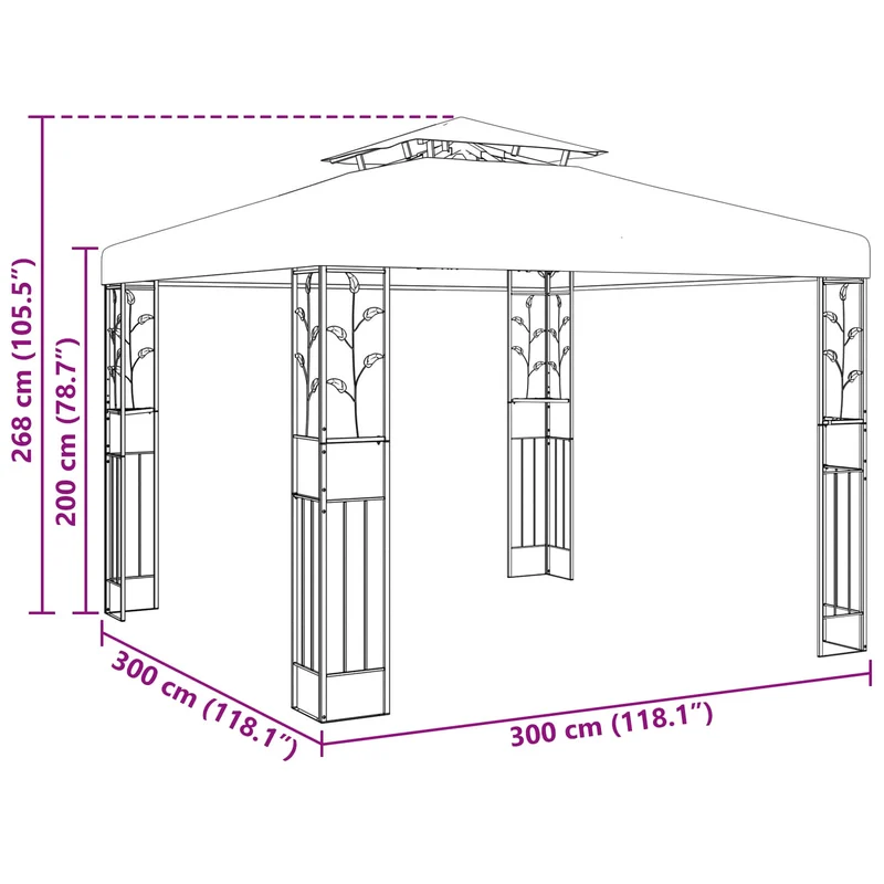 Prieel 3 X 3 X 2,68 M Groen Polyester En Staal