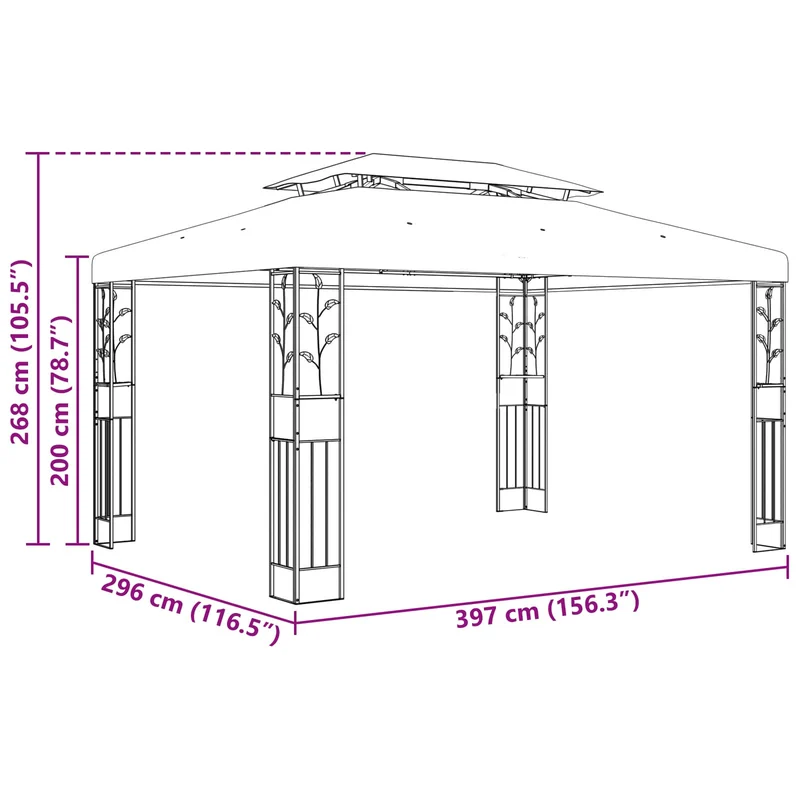 Prieel 3,97 X 2,96 X 2,68 M Groen Polyester En Staal