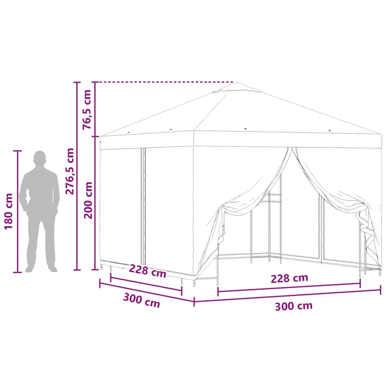Tuin Gazebo Met Zijwanden 3 X 3 M