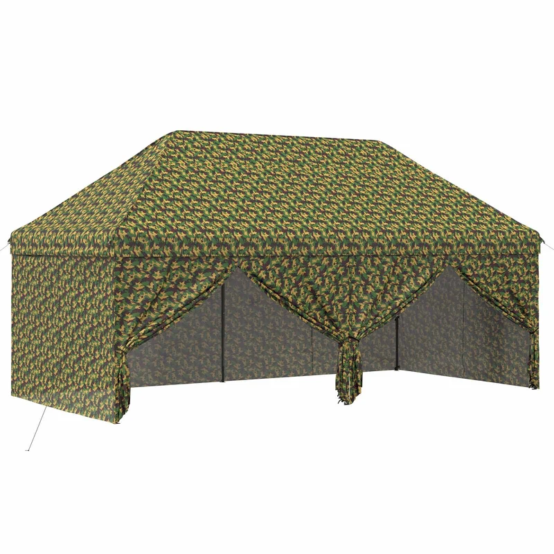 Luifel Tent Met 4 Zijkanten 2,9 X 5,8 M Leger Camouflage