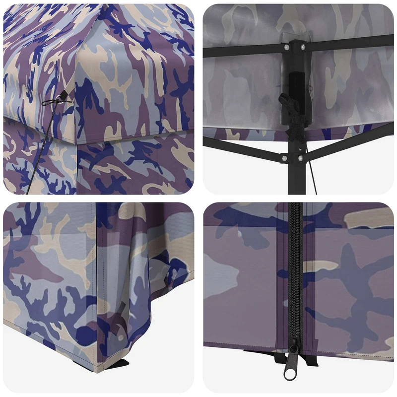 Pop-Up Gazebo Met 4 Zijwanden 3 X 6 M Blauw Camouflage