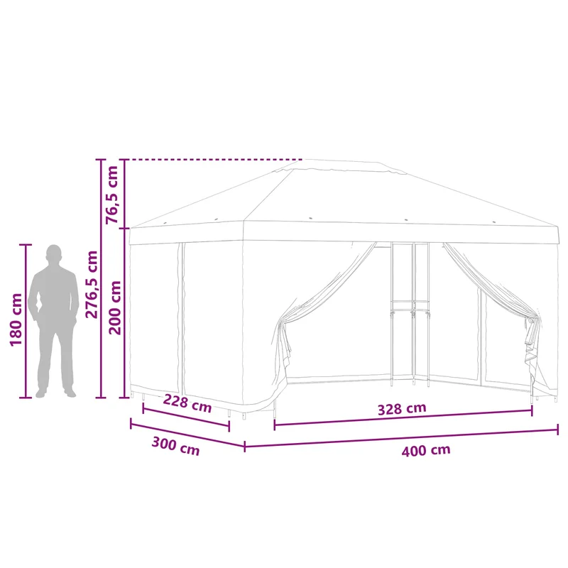 Paviljoen Met Zijwanden 4 × 3 M Polyester En Staal