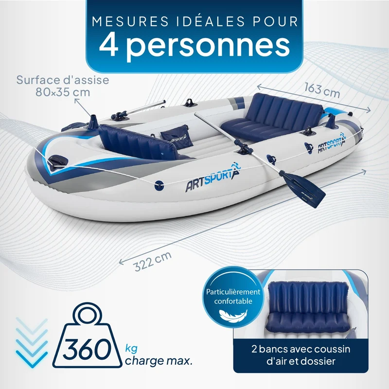 Bateau gonflable 3,22 m – avec 2 bancs