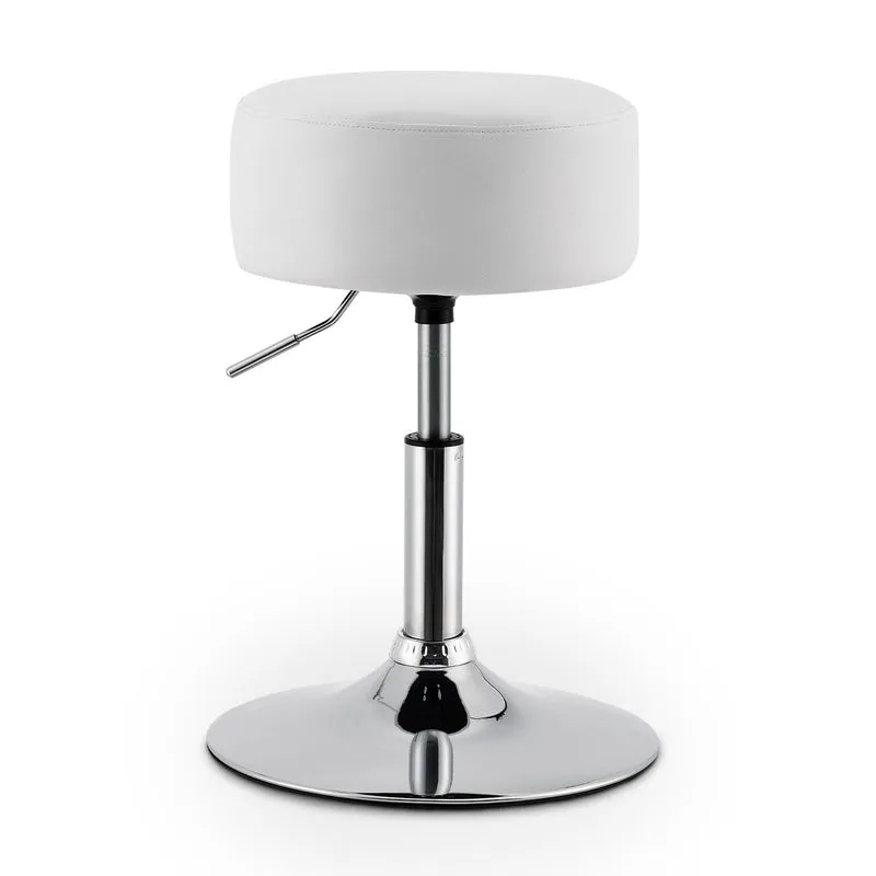 Tabouret de coiffeuse Tonia – rond, réglable en hauteur – blanc