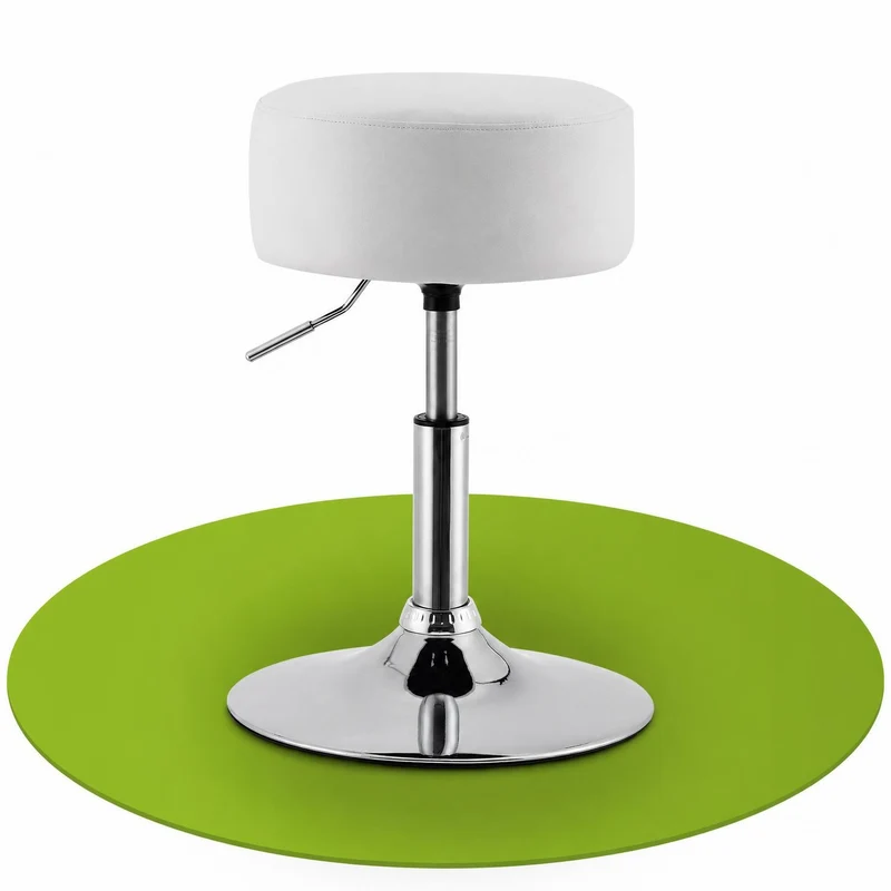 Tabouret de coiffeuse Tonia – rond, réglable en hauteur – blanc