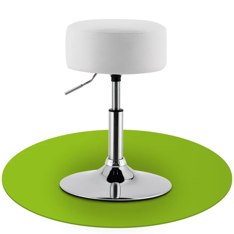 Tabouret de coiffeuse Tonia – rond, réglable en hauteur – blanc