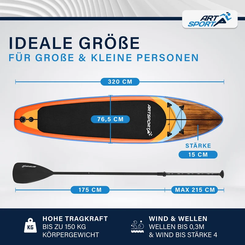 Stand up paddle gonflable – set complet avec sac et accessoires