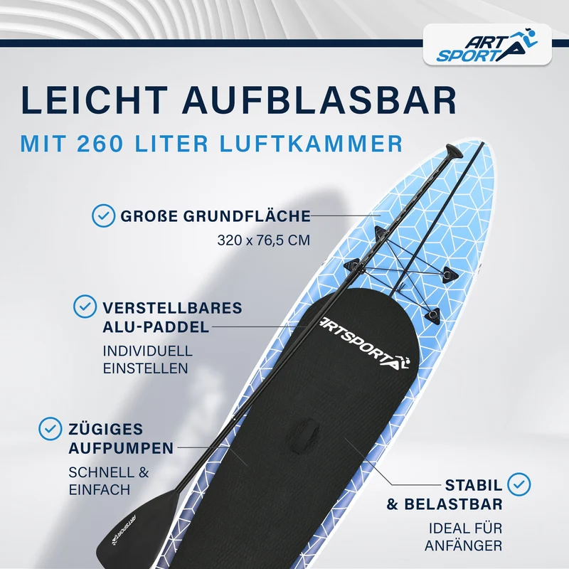 Stand up paddle gonflable – set complet avec sac et accessoires