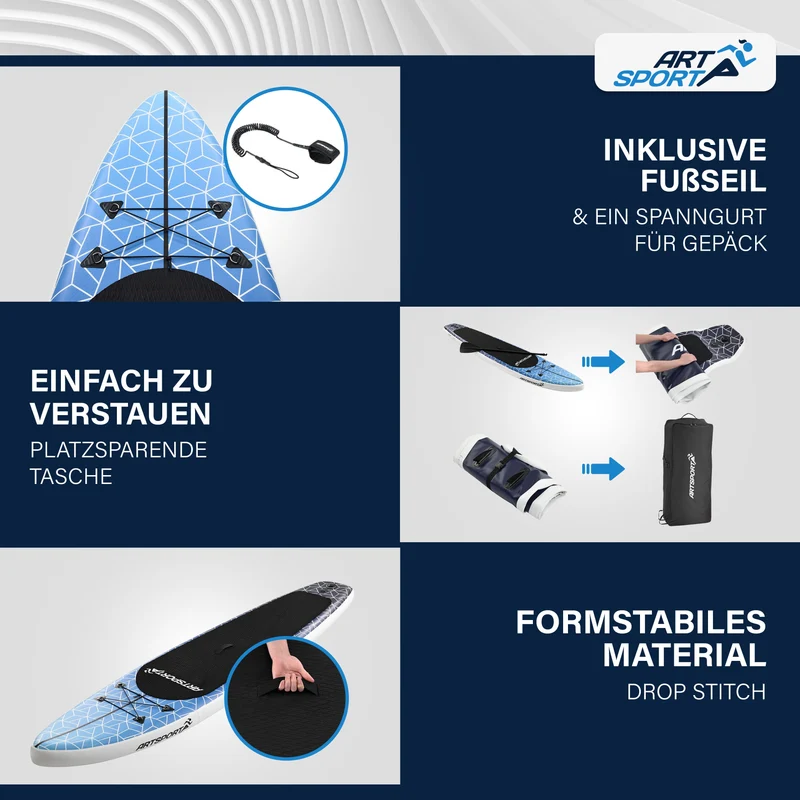 Stand up paddle gonflable – set complet avec sac et accessoires