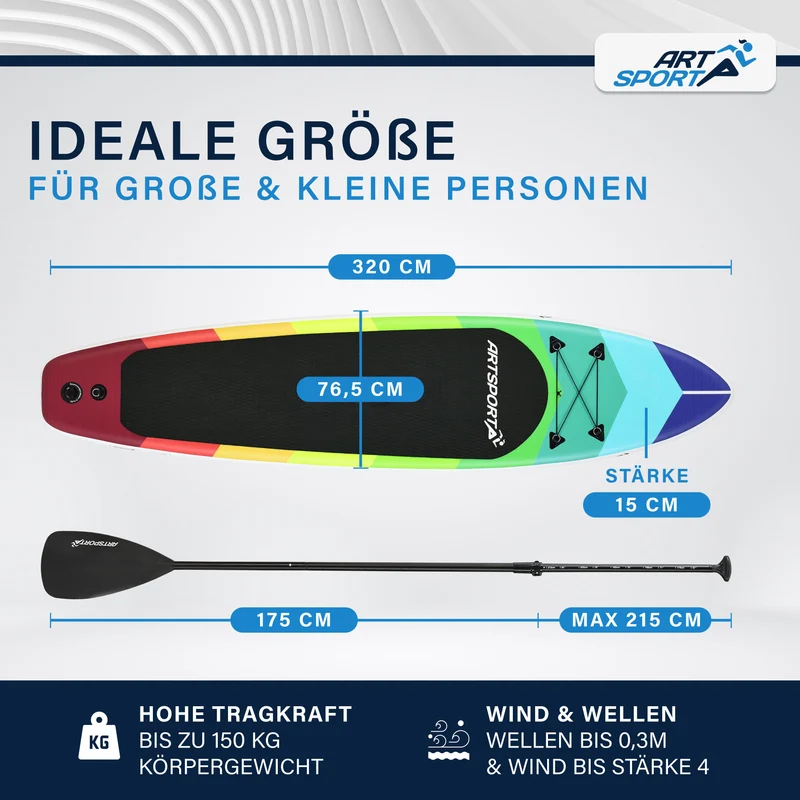 Stand up paddle gonflable – set complet avec sac et accessoires