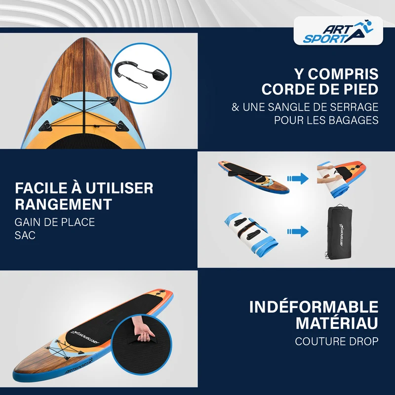 Stand up paddle gonflable – set complet avec sac et accessoires