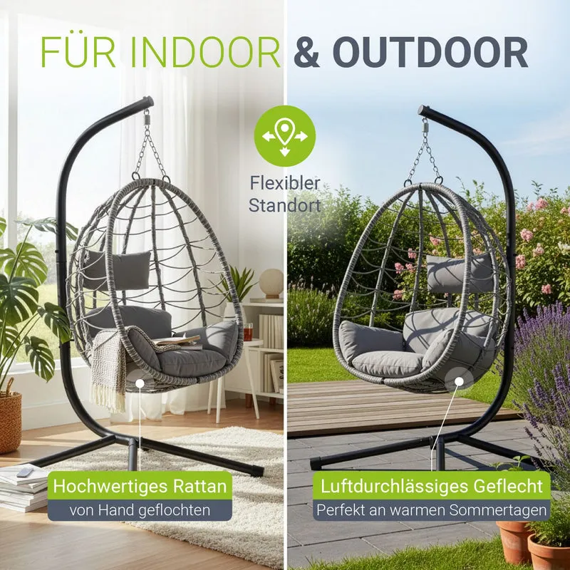 Fauteuil suspendu sur pied Aria – support et coussin inclus – 2 coloris