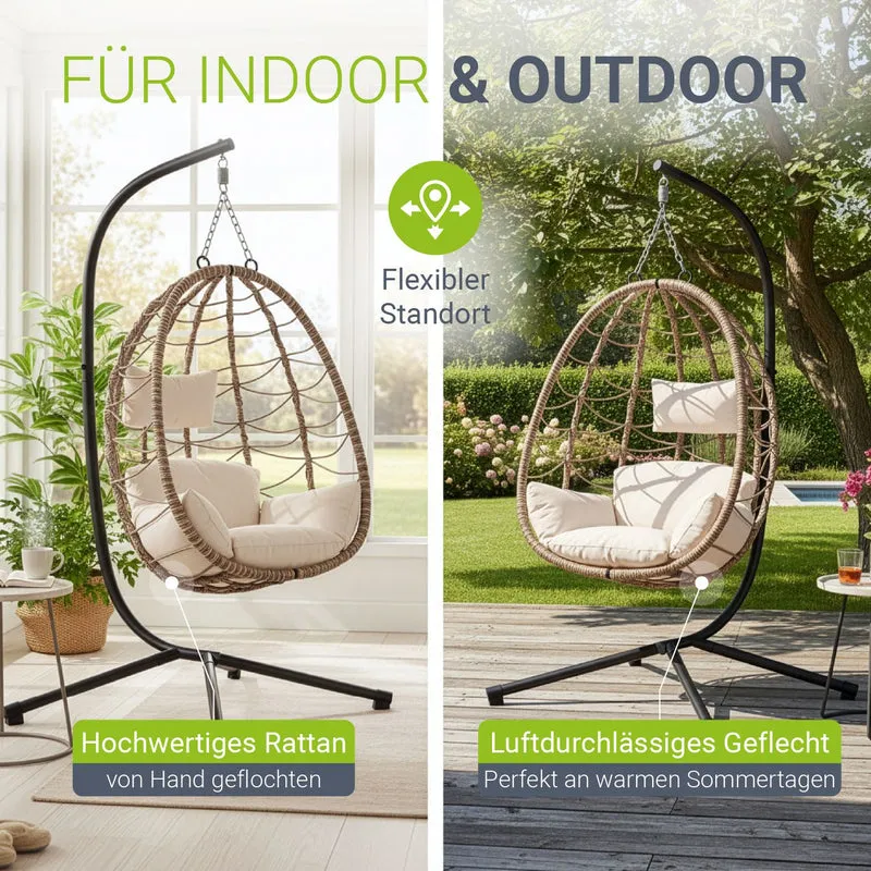 Fauteuil suspendu sur pied Aria – support et coussin inclus – 2 coloris