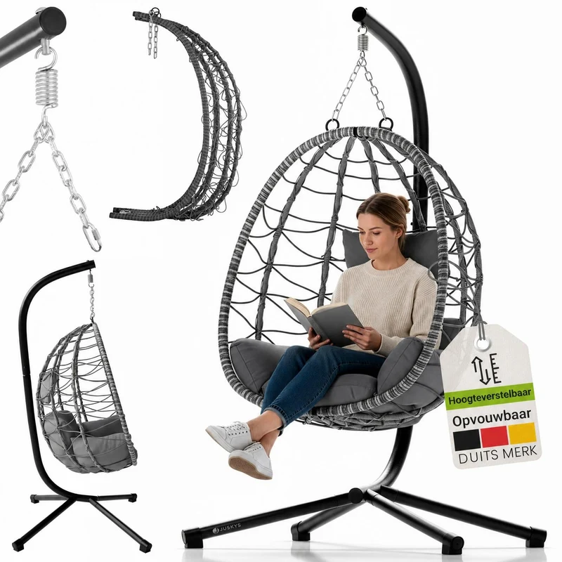 Fauteuil suspendu sur pied Aria – support et coussin inclus – 2 coloris