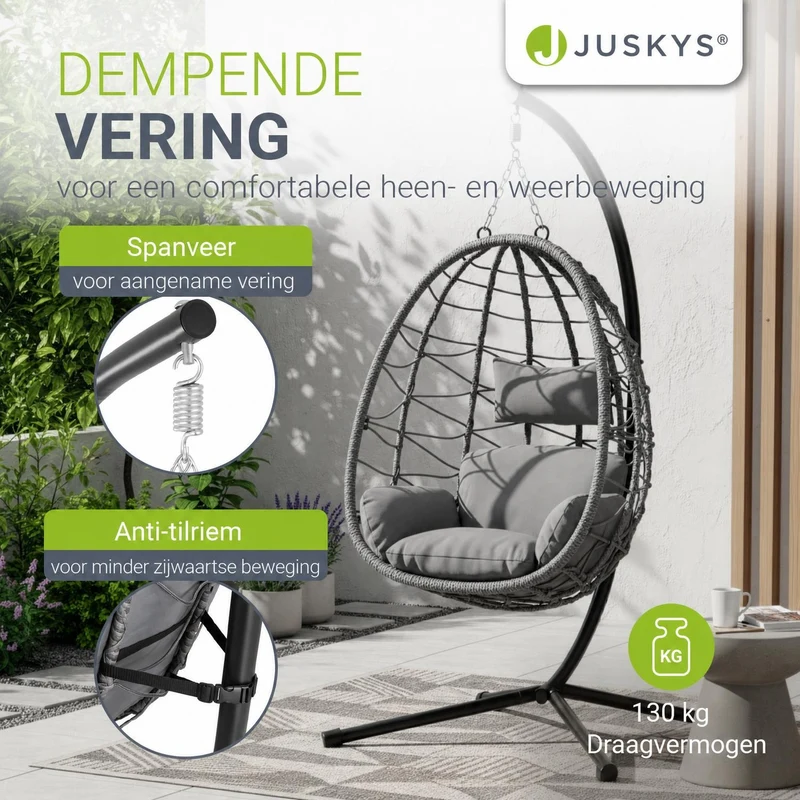 Fauteuil suspendu sur pied Aria – support et coussin inclus – 2 coloris