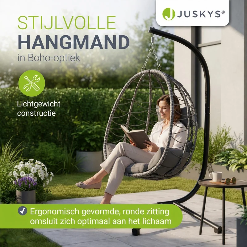 Fauteuil suspendu sur pied Aria – support et coussin inclus – 2 coloris