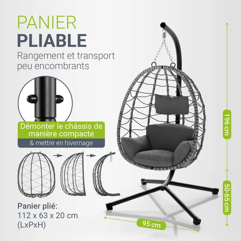 Fauteuil suspendu sur pied Aria – support et coussin inclus – 2 coloris