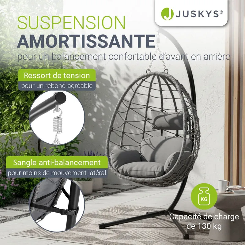 Fauteuil suspendu sur pied Aria – support et coussin inclus – 2 coloris