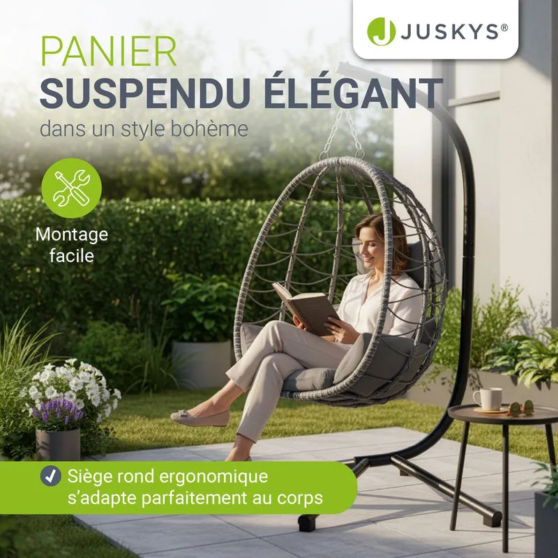 Fauteuil suspendu sur pied Aria – support et coussin inclus – 2 coloris