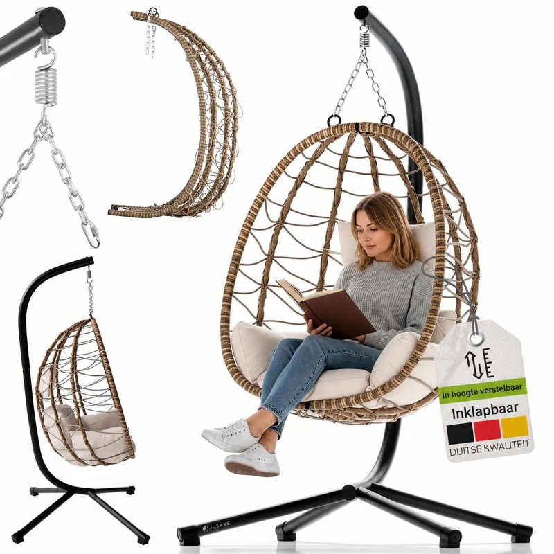 Fauteuil suspendu sur pied Aria – support et coussin inclus – 2 coloris