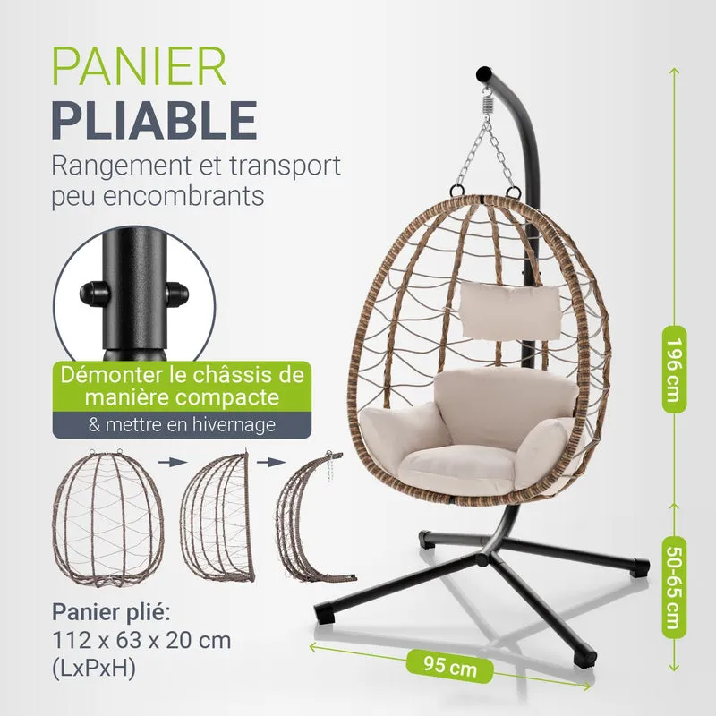 Fauteuil suspendu sur pied Aria – support et coussin inclus – 2 coloris