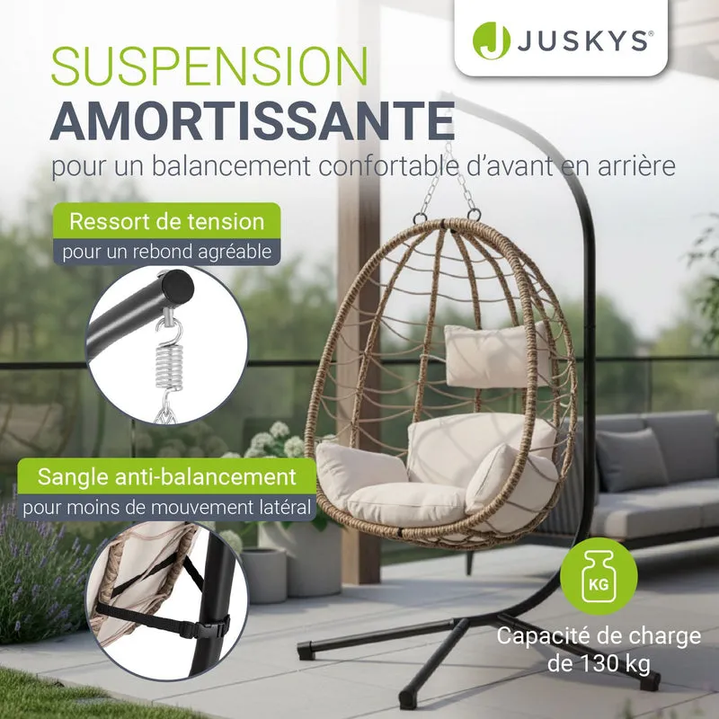 Fauteuil suspendu sur pied Aria – support et coussin inclus – 2 coloris