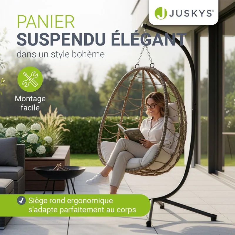 Fauteuil suspendu sur pied Aria – support et coussin inclus – 2 coloris