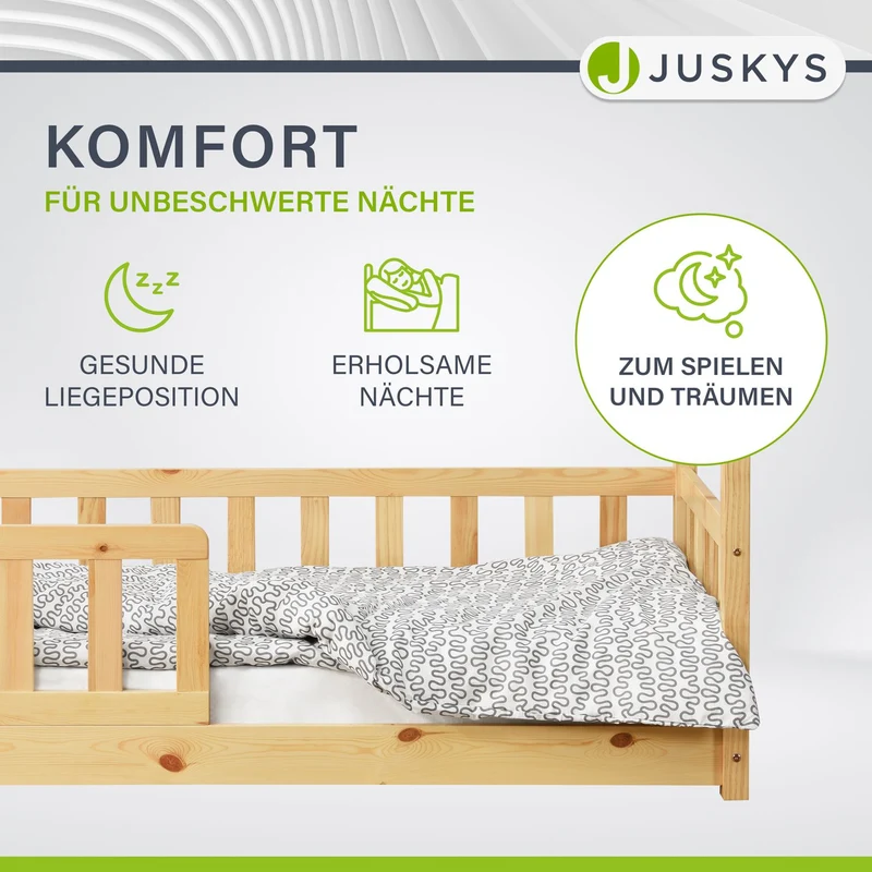 Lit enfant Marli 80 x 160 cm – lit cabane avec barrière et sommier à lattes