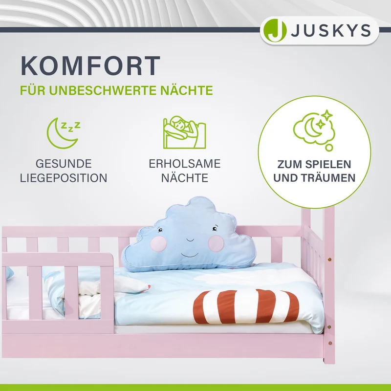 Lit enfant Marli 80 x 160 cm – lit cabane avec barrière et sommier à lattes