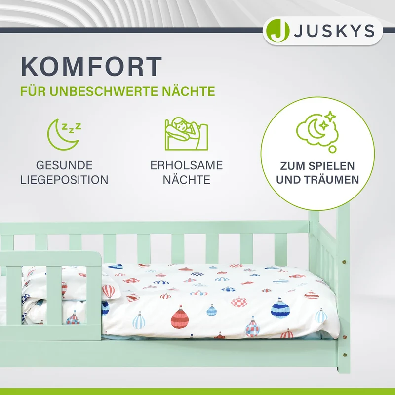 Lit enfant Marli 80 x 160 cm – lit cabane avec barrière et sommier à lattes