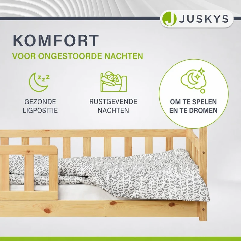 Lit enfant Marli 80 x 160 cm – lit cabane avec barrière et sommier à lattes