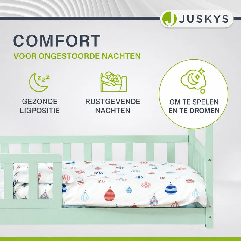 Lit enfant Marli 80 x 160 cm – lit cabane avec barrière et sommier à lattes